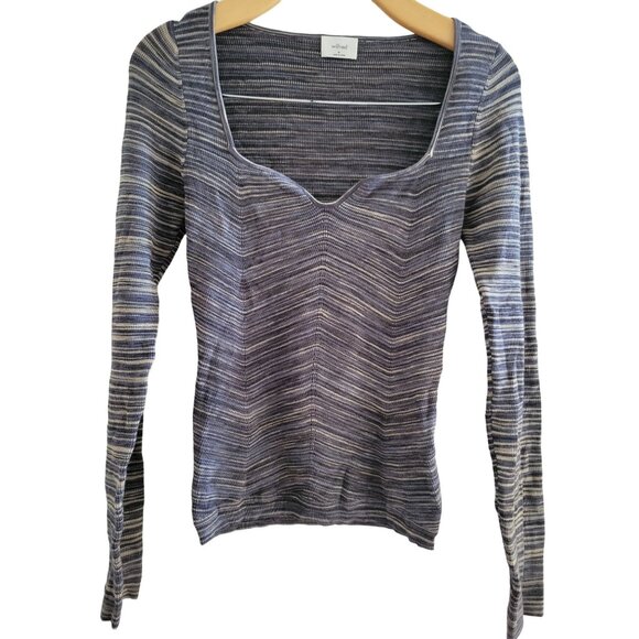 Wilfred Aritzia Gray Ribbed top size Medium Made for Each Other stretchy - Picture 1 of 7